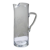 Old crystal/pulled glass pitcher engraved with floral decoration, Europe 1920-1930