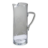 Old crystal/pulled glass pitcher engraved with floral decoration, Europe 1920-1930