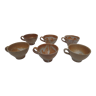 Set of 6 small glazed sandstone ear bowls