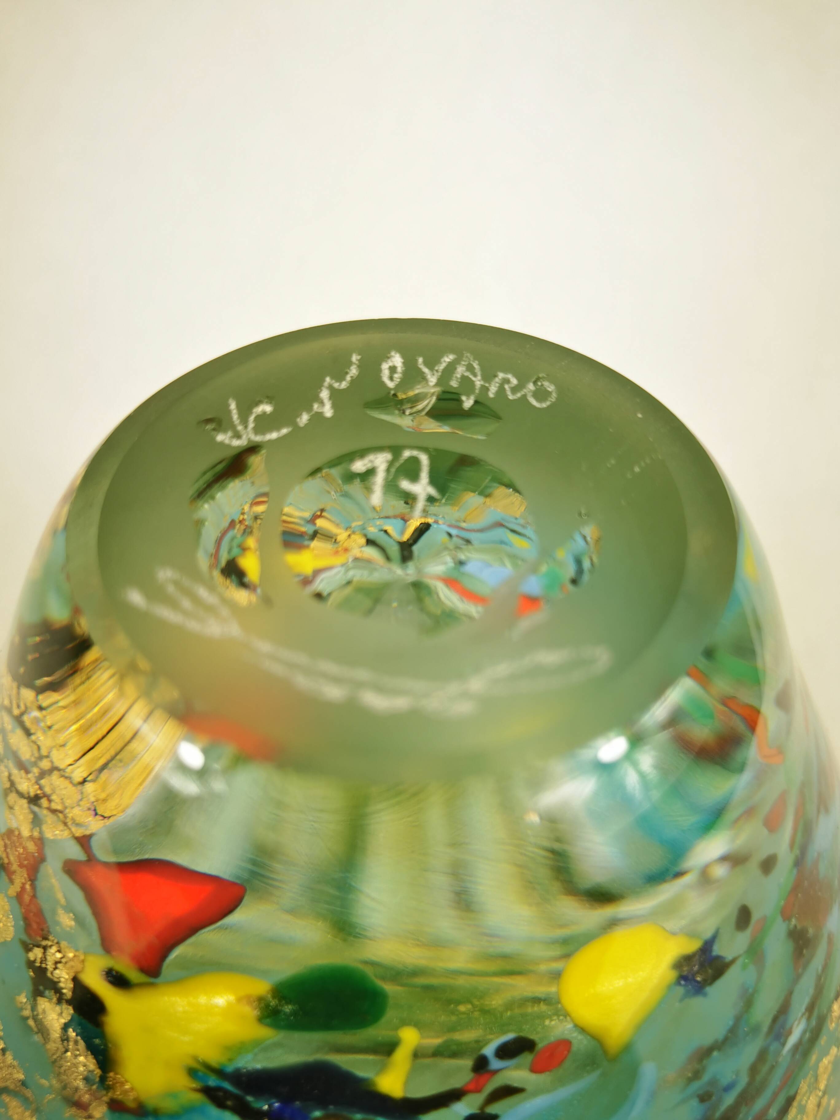 Blown Glass Vase with Gold Inclusion Jc Novaro (Biot)