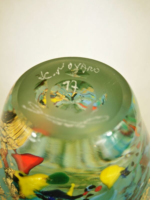 Vase En Verre Soufflé Inclusion d'Or Jc Novaro (biot)