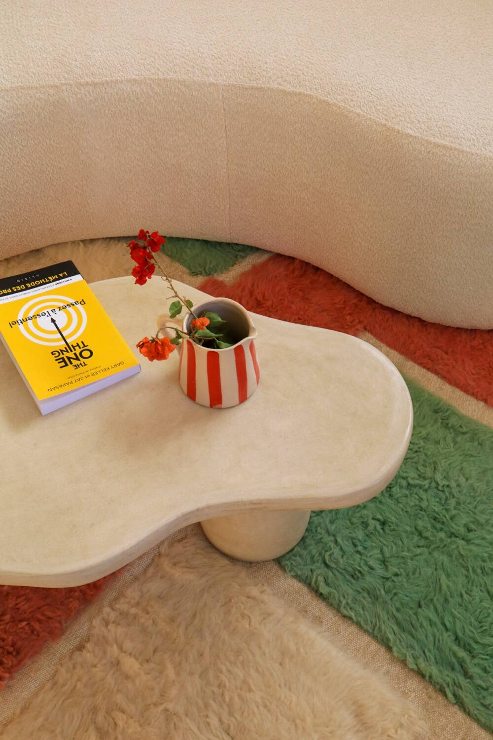 Moroccan Berber rug in green and pink.