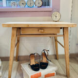 Bedside table 60s scandinavian wooden foot compass