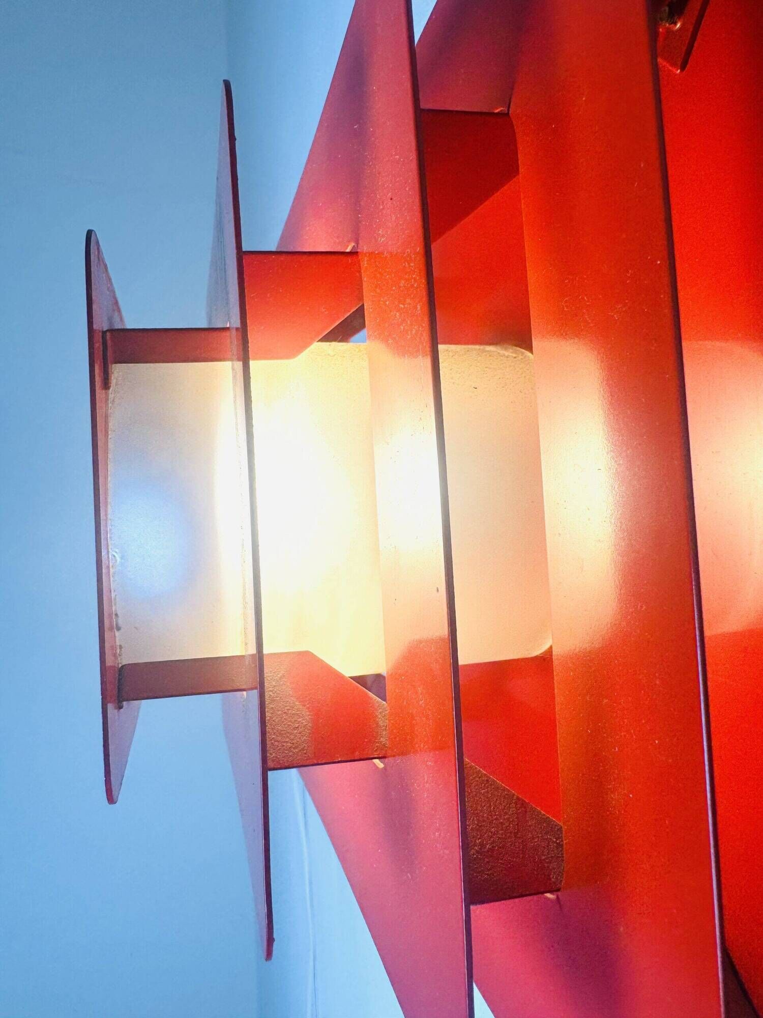 Multi-Layered Pyramid Wall Lamps In Red By Hustadt Leuchten, Germany 1970S