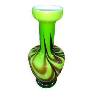 Vase opaline vert et marron