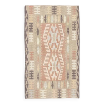 Tapis tribal vintage vert saumon 3x6, 103x176 cm