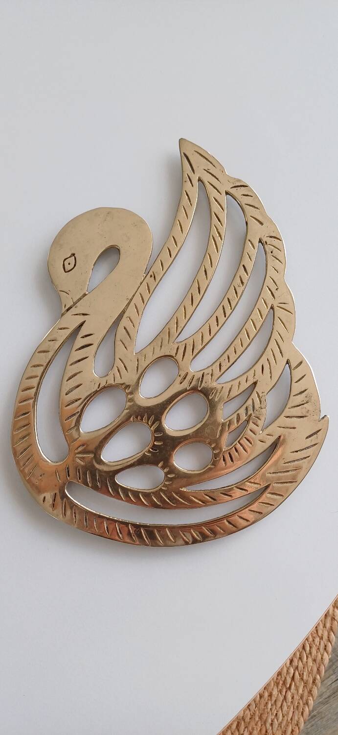 Brass swan trivet