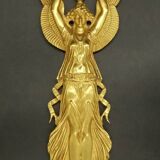 Large pair of Empire style winged caryatid sconces - gilded bronze