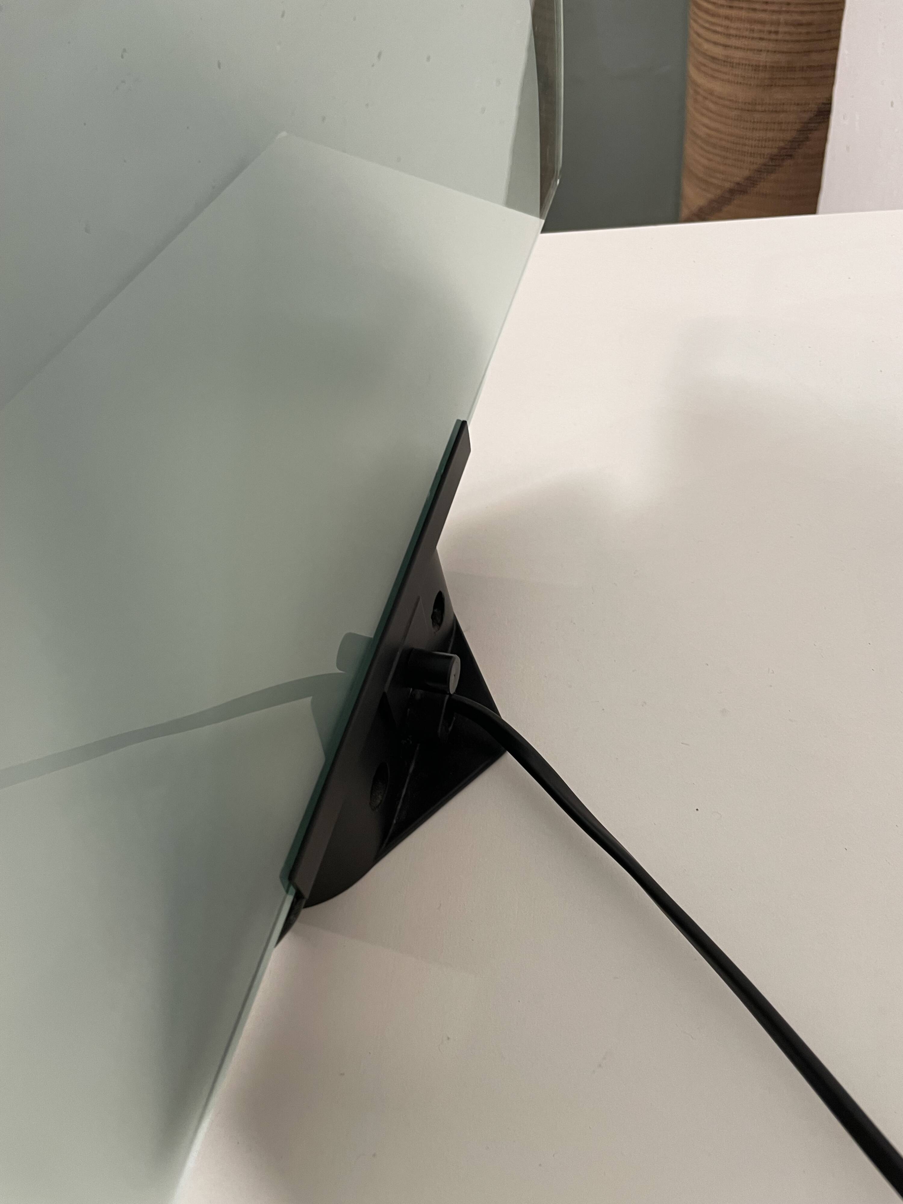 Postmodern geometric glass and metal lamp, small model, 1980