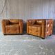 Cube leather armchairs