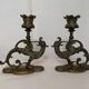 Pair of bronze candlesticks representing chimeras/dragons - 19th century