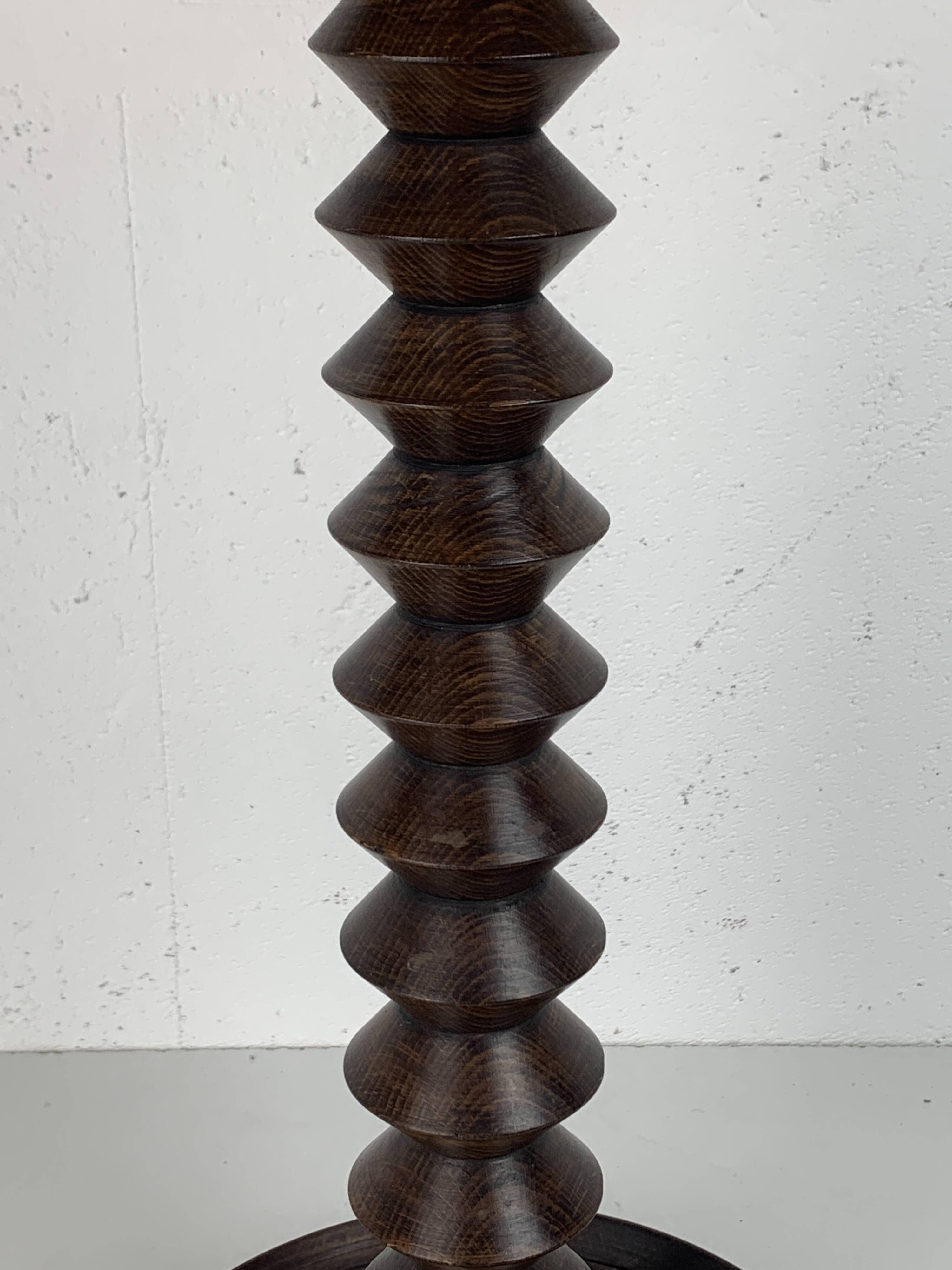 French wood turned table lamp in the style of Charles Dudouyt, 1950s