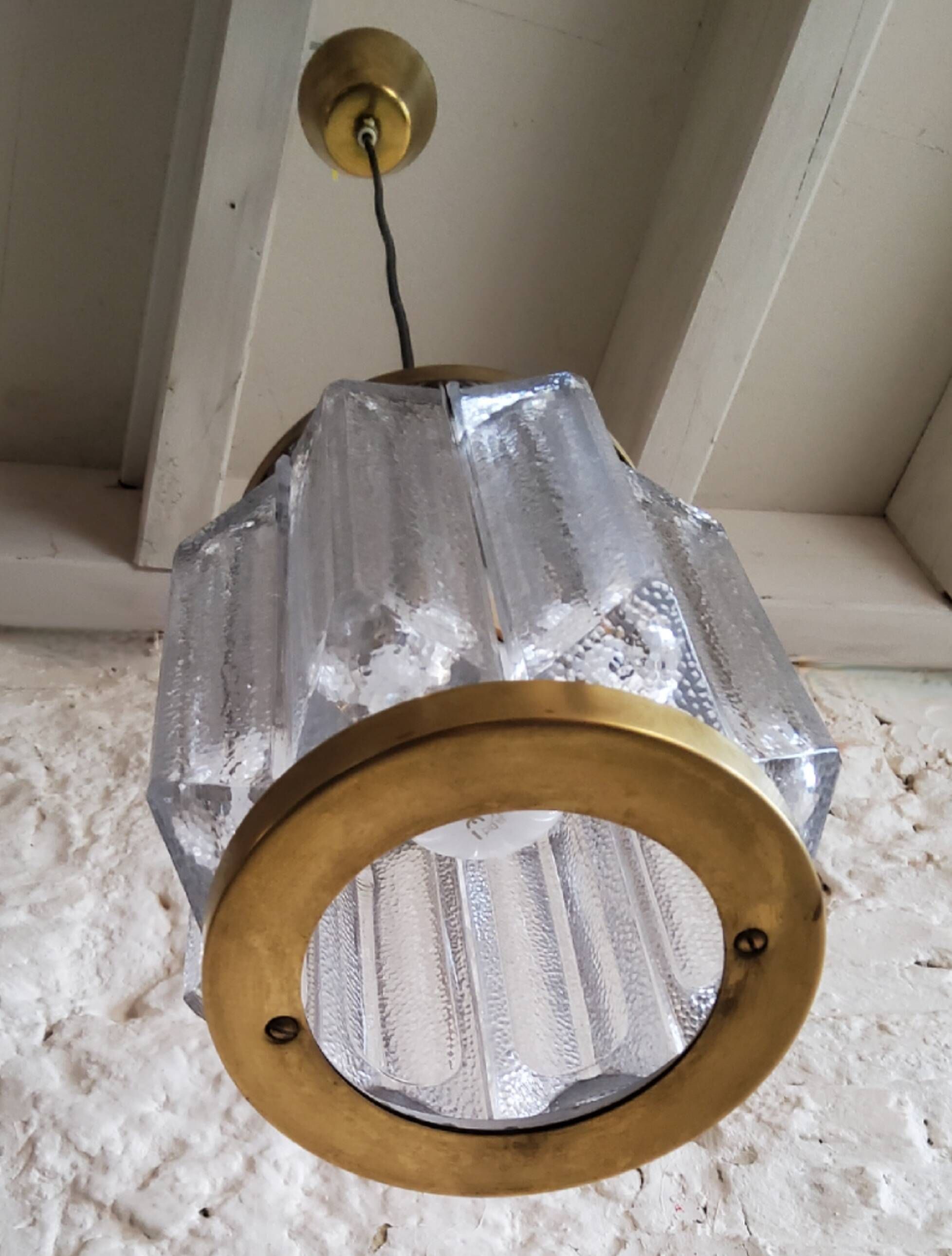 Scandinavian brass and glass pendant for Reijmyre by Paul Kedelv
