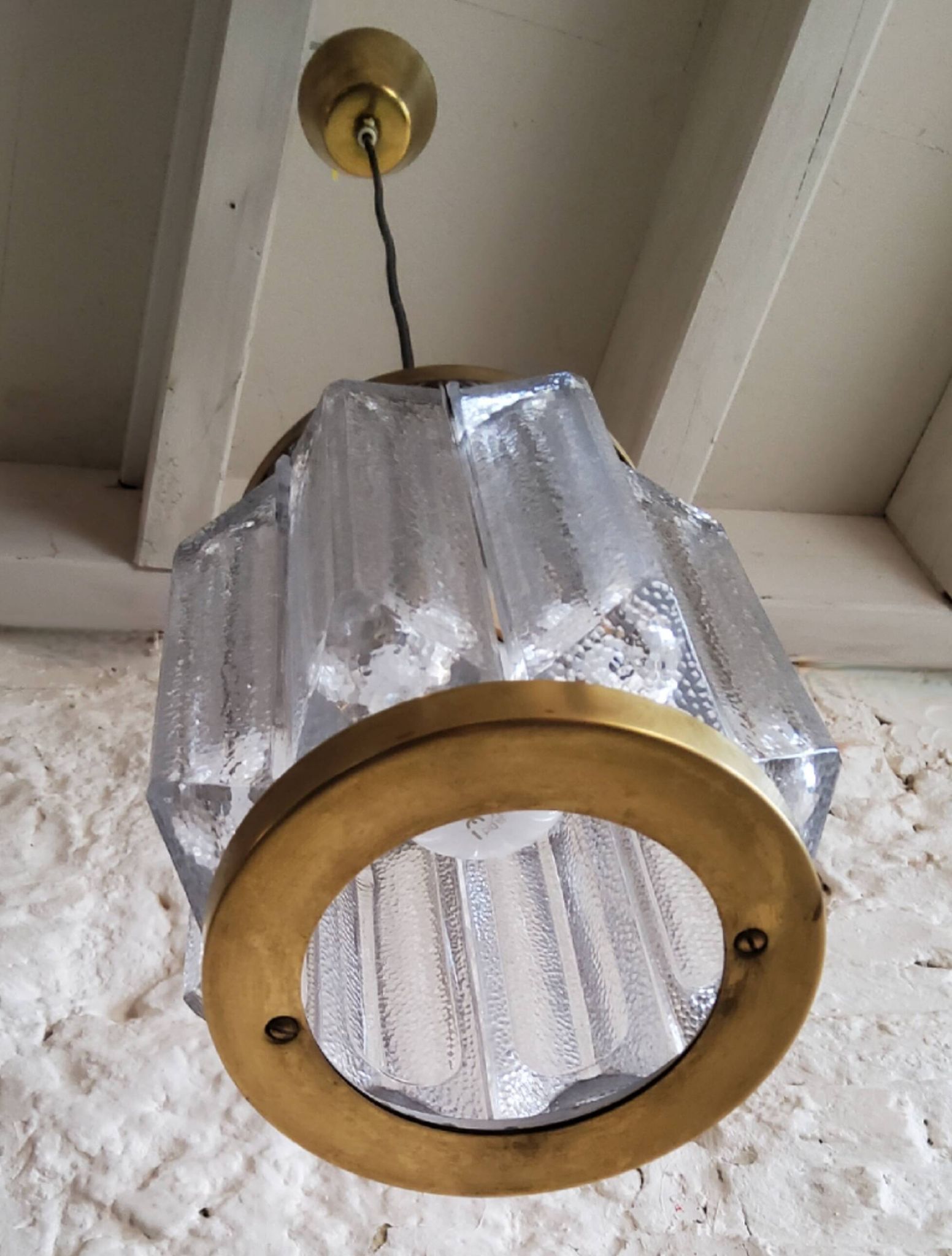 Scandinavian brass and glass pendant for Reijmyre by Paul Kedelv