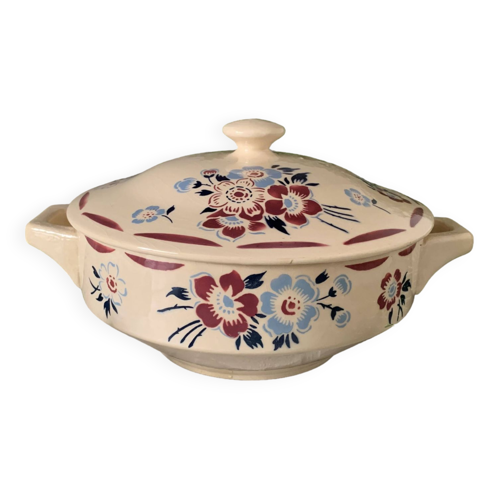 Old tureen / vegetable bowl in earthenware from Lunéville K&G