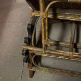 Old long chair rattan wicker garden armchair