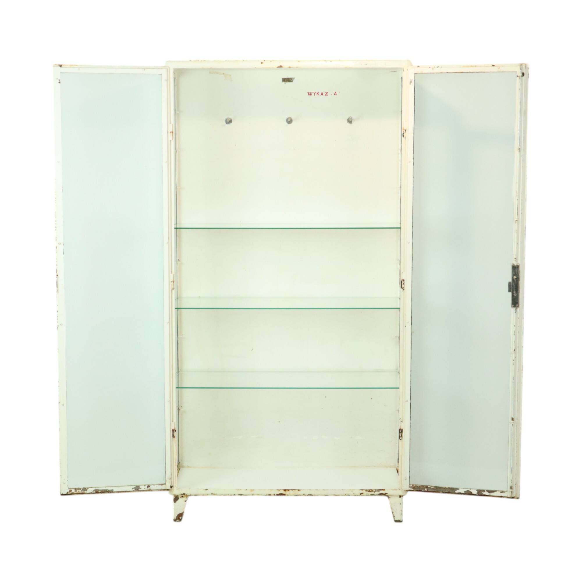 Old Metal Pharmacy Cabinet Medicine Cabinet Glass Industrial 1970s