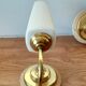Pair of sconces with a light arm, brass and white opaline 1960.