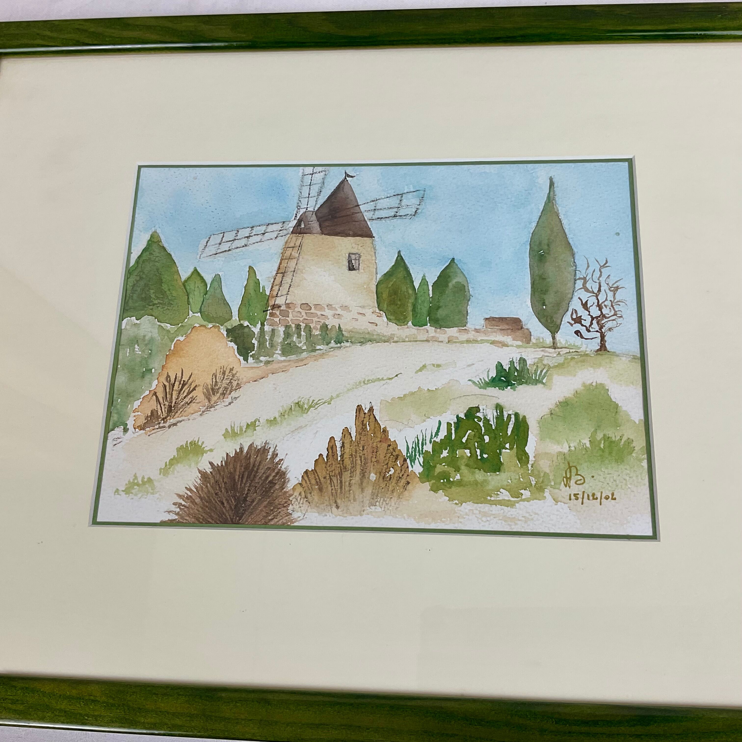 Watercolor painting wooden frame