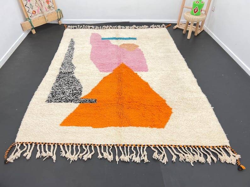 Berber rug in pure wool, colored, size 150 x 250 cm
