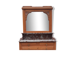 Commode coiffeuse chêne et marbre