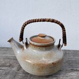 Grand Feu ceramic stoneware and rattan teapot
