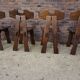 Dutch brutalist solid oak dining chairs, 1970s, set of 4