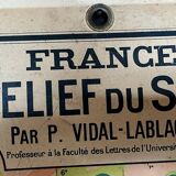 Old cardboard school map of France