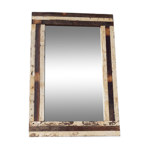 Miroir rectangulaire en bois polychrome