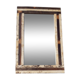Rectangular mirror in polychrome wood