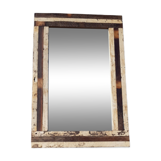 Miroir rectangulaire en bois polychrome