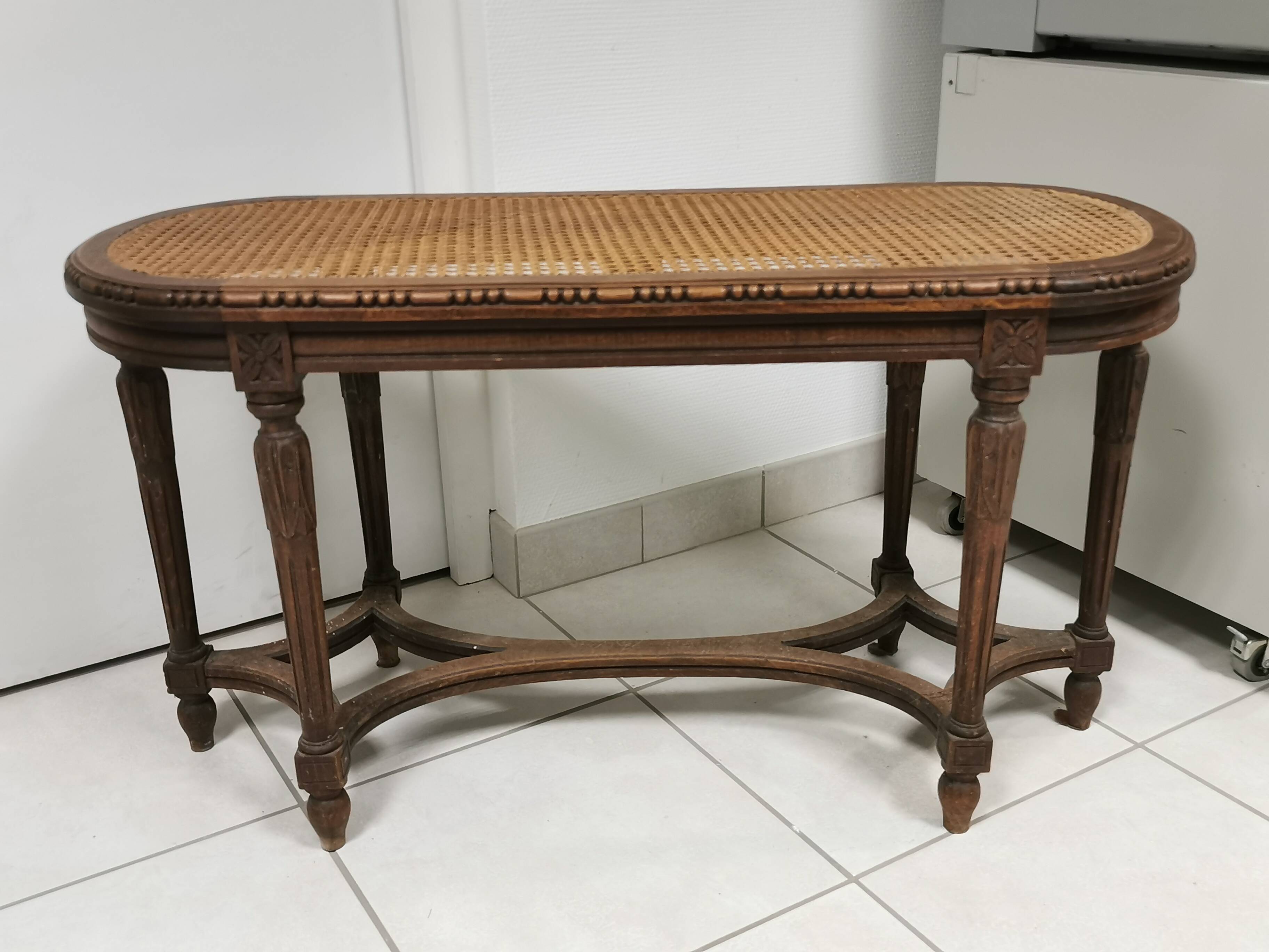 Entrance bench, louis xvi style piano bench, seat cannée
