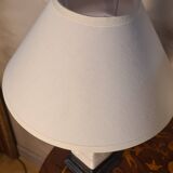 pair of cracked ceramic and wood lamps, 36x23 lampshade and electrical inter o