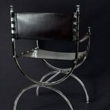 Maison Jansen, Pair of Savonarola armchairs, 1970