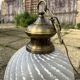 Brass and opaline pendant light, 1980s