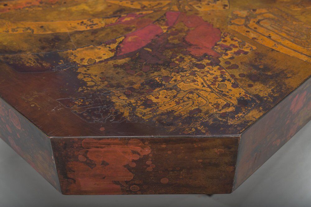 Vintage copper coffee table by Bernhard Rohne, 1970s