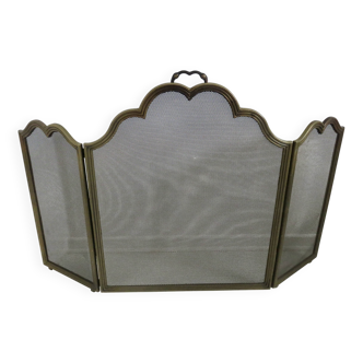 Fire screen, spark arrester, made in Italy, in brass with 3 folding flaps, 1970