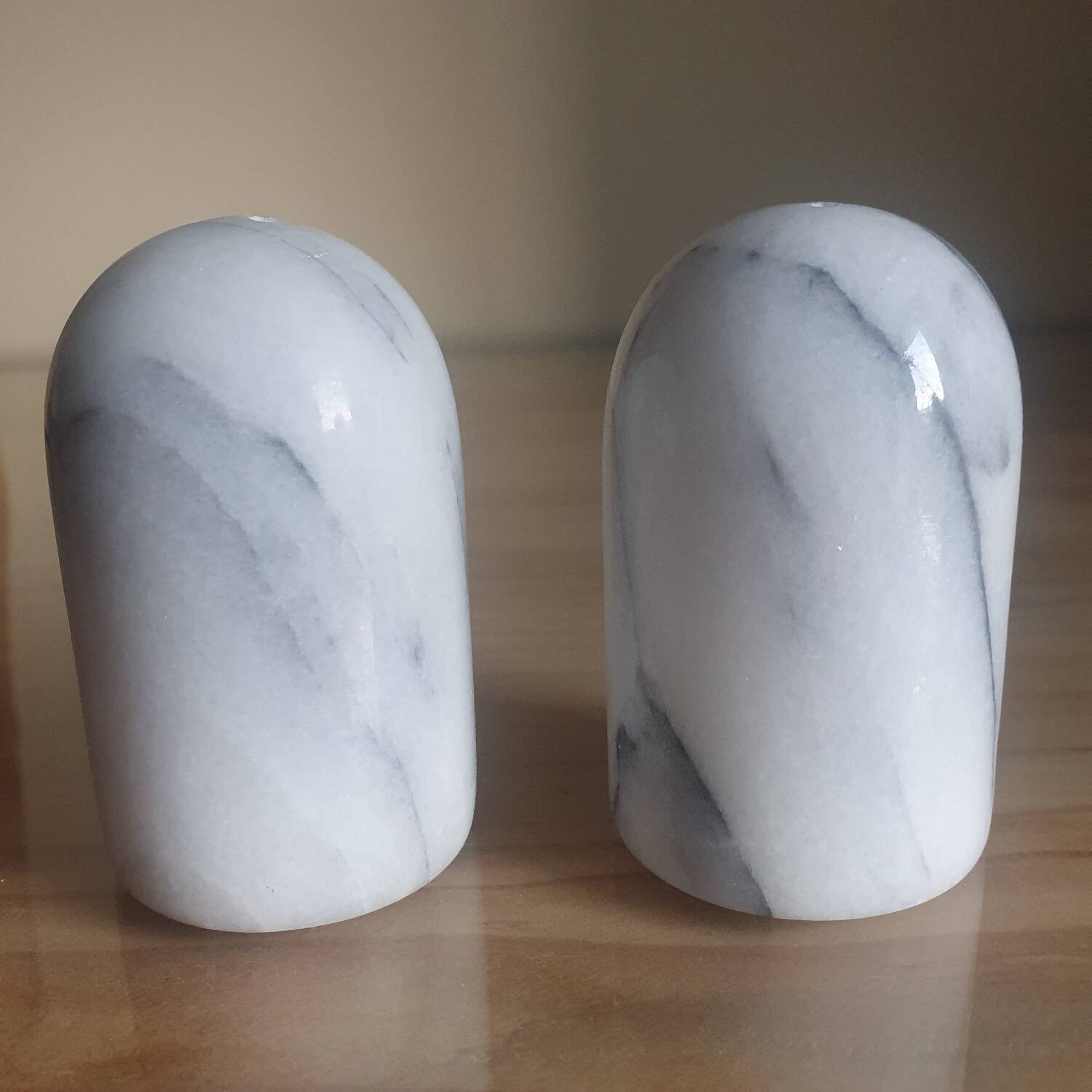 Marble salt and pepper shakers