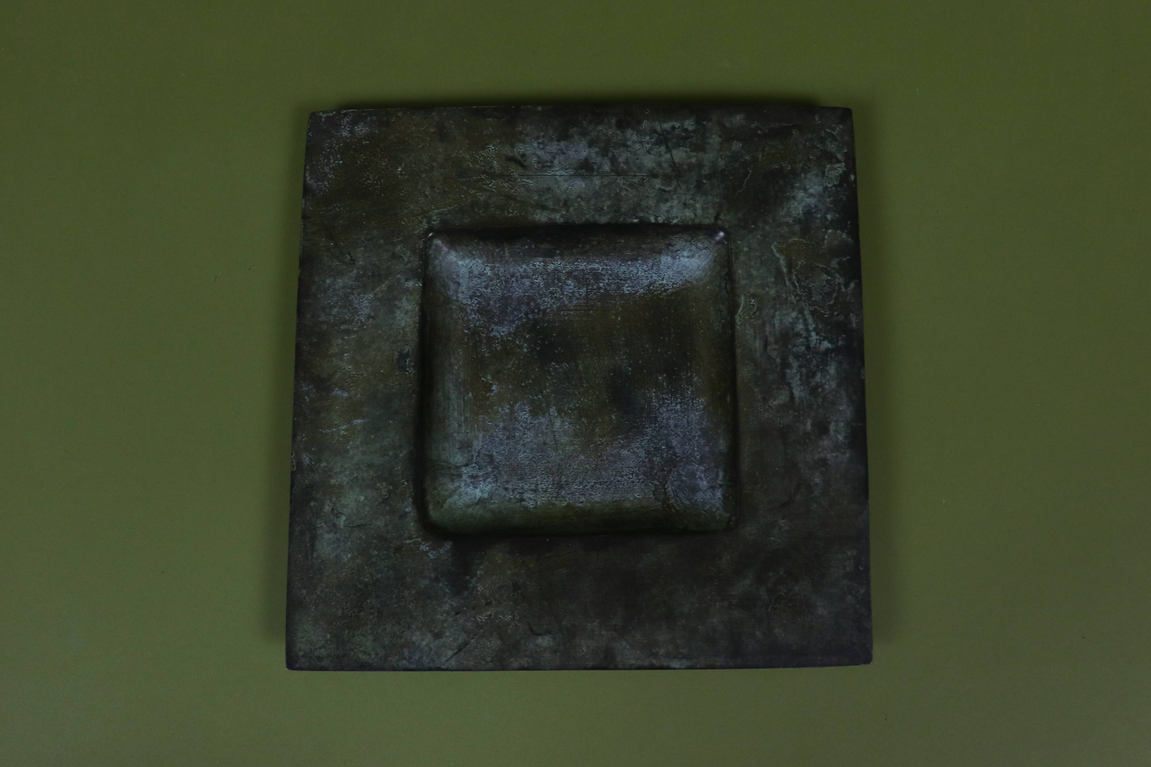 Brutalist metal patinated catchall bowl