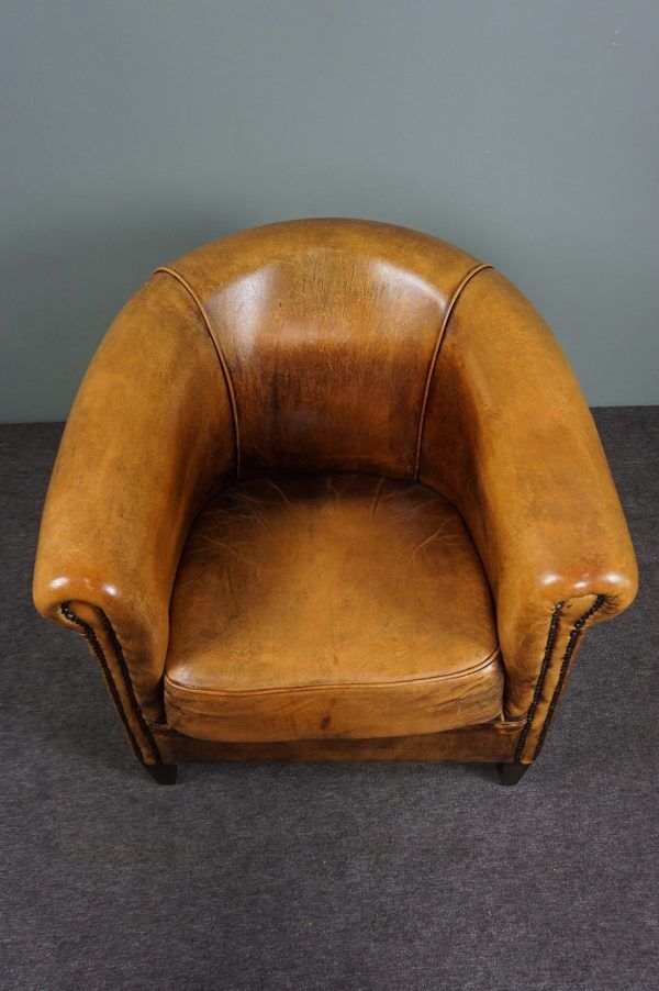 Fauteuil club en cuir de mouton