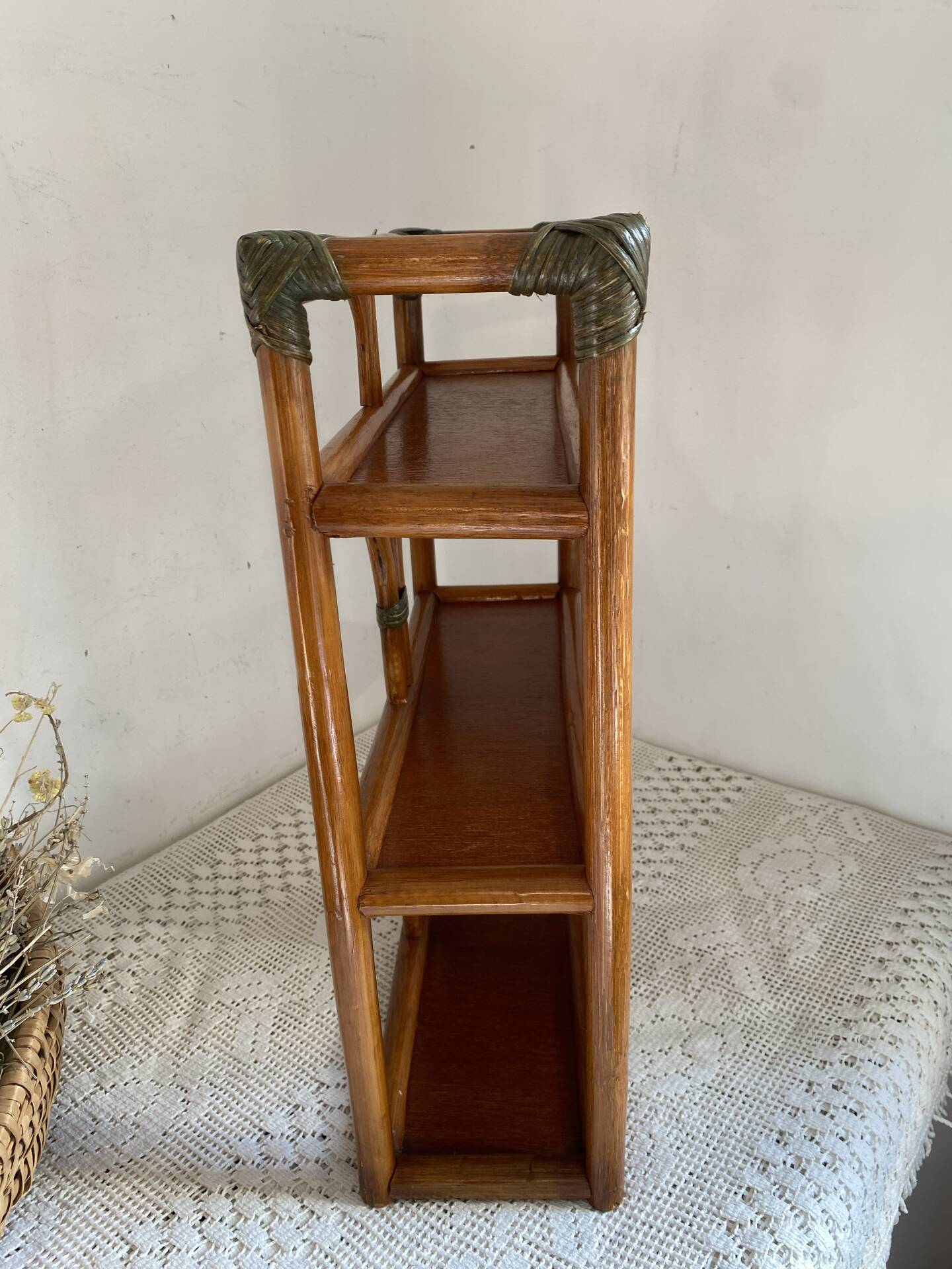Bamboo and rattan shelf, 1970s