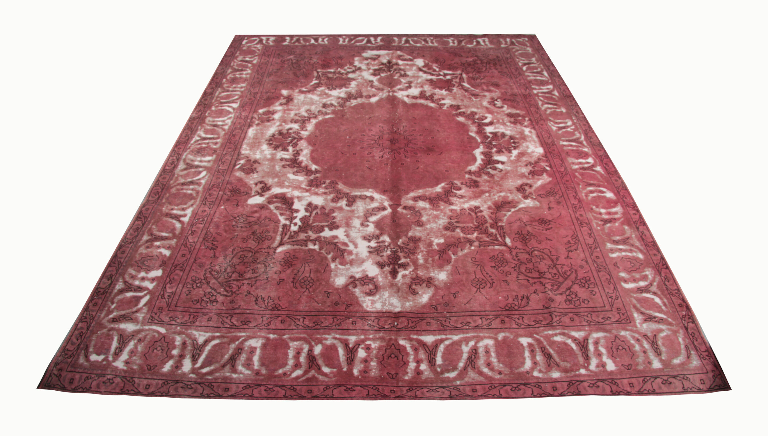 Vintage overdyed persian carpet handmade oriental red carpet - 330x400cm