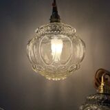 Set of two vintage globe players in chiseled glass