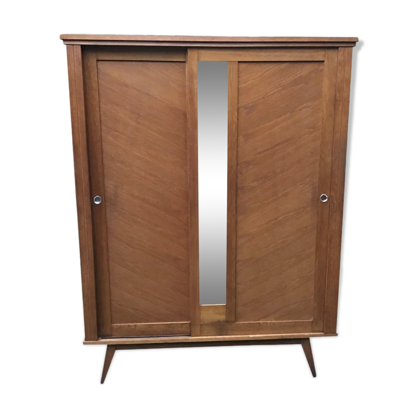 Vintage compass foot cabinet 1950 sliding doors