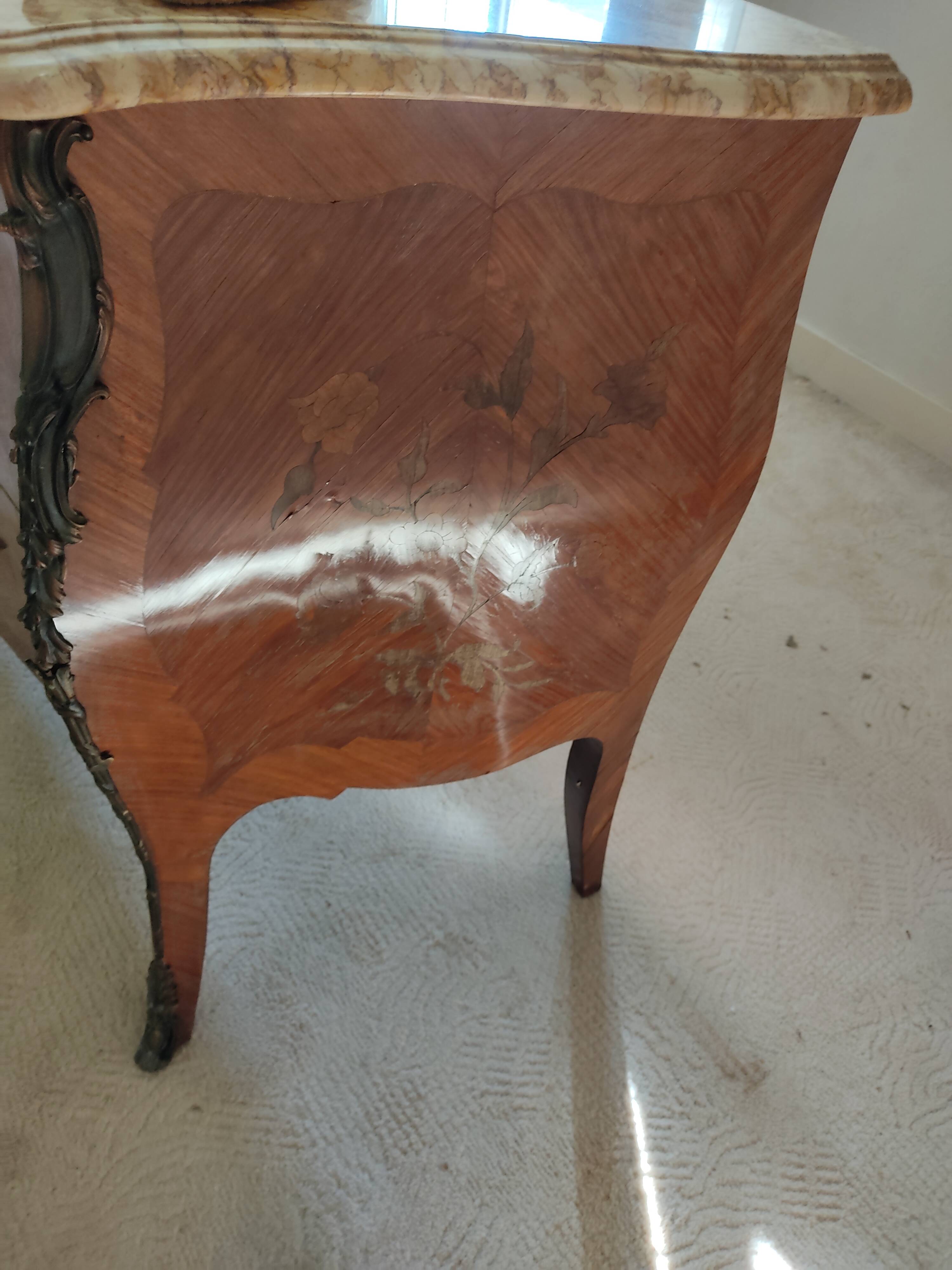 Commode and bedside table in Louis XV style.