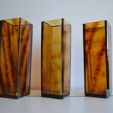 3 vases vintage 80's plexiglas écaille de tortue