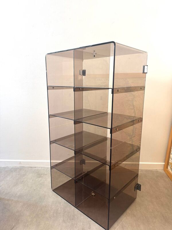 Bibliothèque en plexiglas fumé Michel Dumas