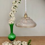 Vintage art deco lampshade pendant light in white and gold frosted glass