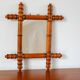 Bamboo effect wooden barber mirror 38 x 33 cm