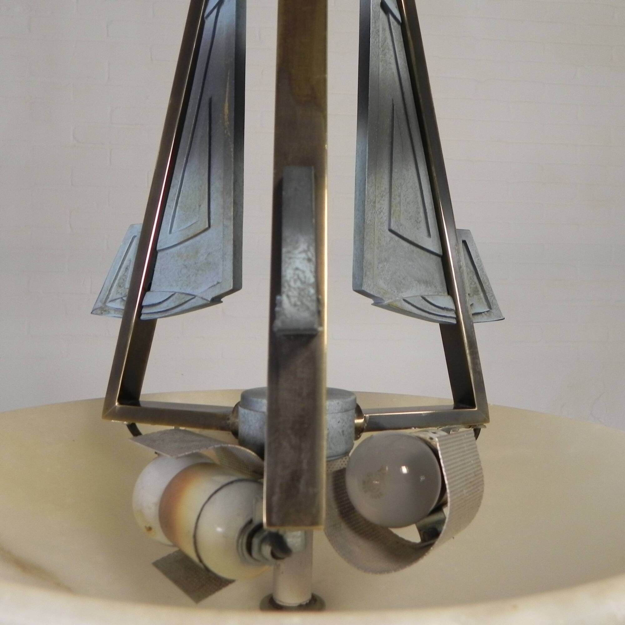 Art Deco style pendant light with alabaster shade, 1980s